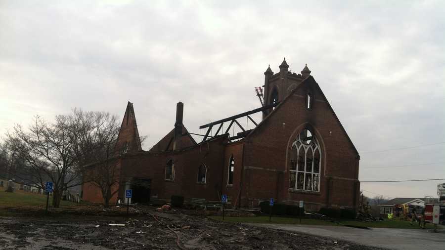 A two-alarm fire destroys a church in northern Carroll County along the Pennsylvania line.