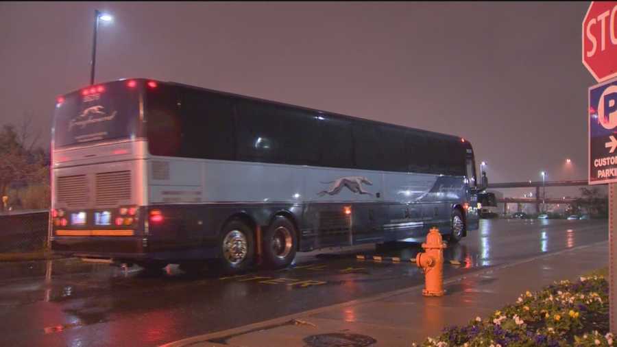 Baltimore police are looking for a man who stabbed a Greyhound bus rider at about 9:30 p.m. Thursday.