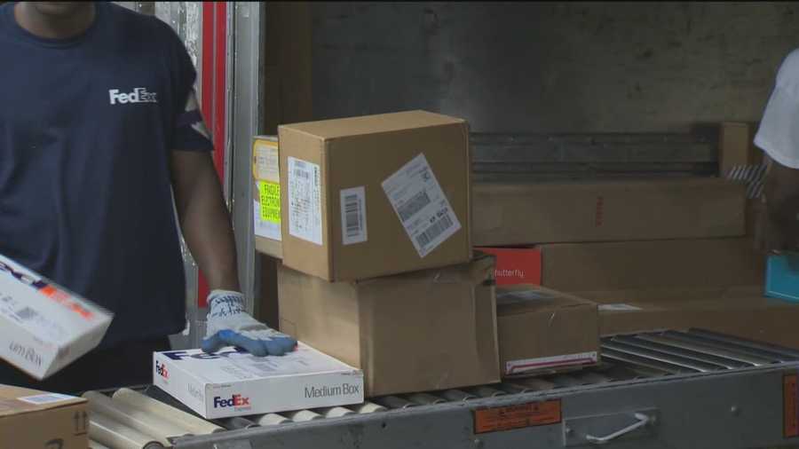 The FedEx warehouse in Linthicum Heights was hopping with activity, as Monday marks their busiest shipping day.