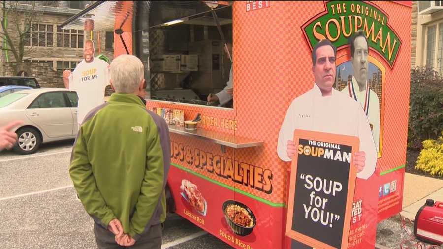 Part of a new traveling campaign by The Original Soupman, the soupmobile made a stop in east Baltimore on Monday as part of its Random Acts of Soupness Campaign, dishing out hot soup for folks at the GEDCO CARES Food Pantry.