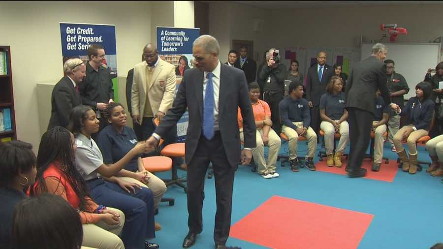U.S. Secretary of Education Arne Duncan and Attorney General Eric Holder spent the better part of Wednesday morning at Frederick Douglass High School in West Baltimore on a mission to find ways to keep more students out of trouble.