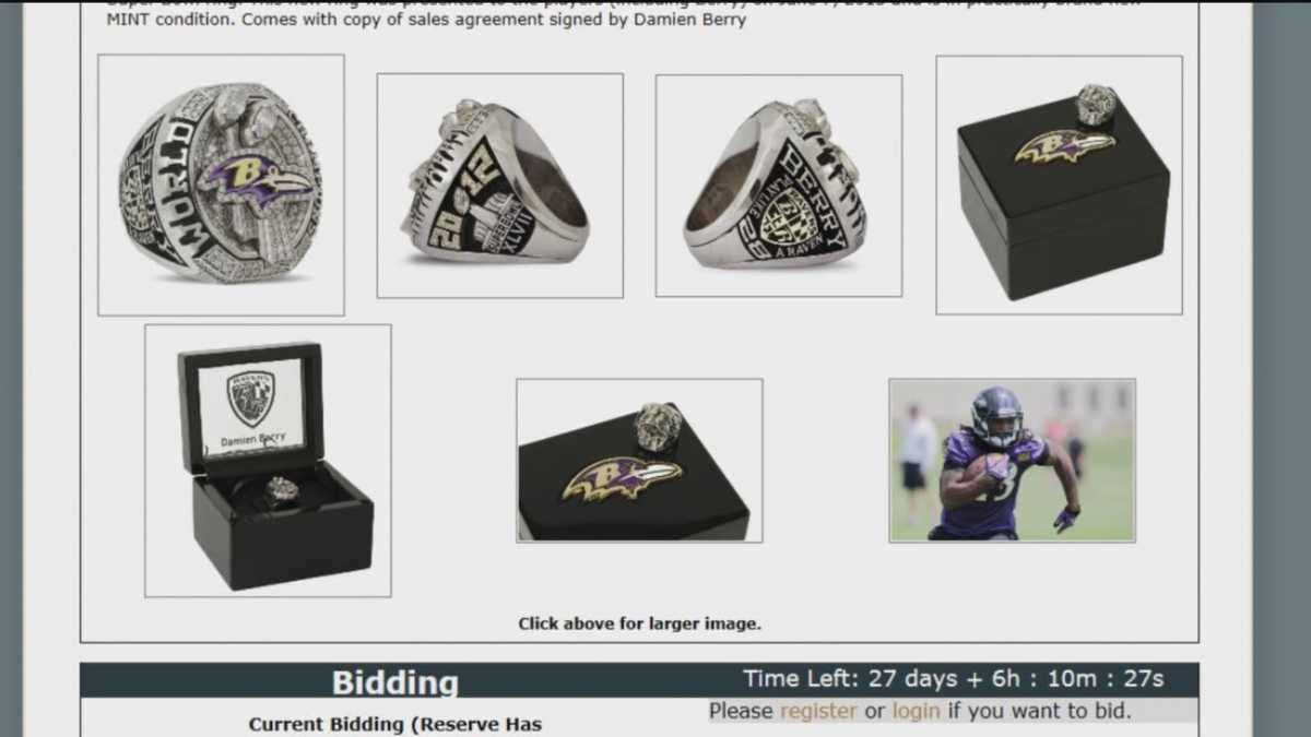 Ravens Super Bowl XLVII ring found in the Chesapeake Bay being auctioned off