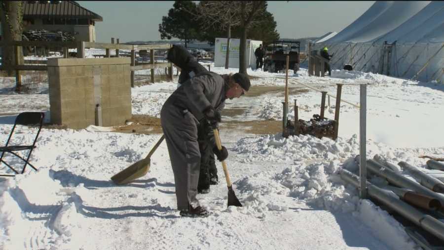Preparing Sandy Point State Park for the Maryland State Police Polar Bear Plunge takes lots of work.