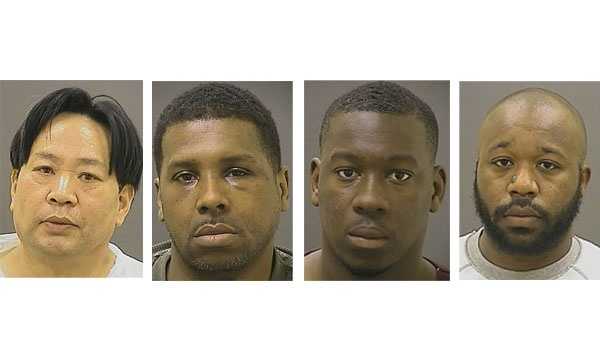Charles Yang (left), Anthony Holman (second), Errol Carthy (third), Travis von Hendricks (right). Police said Jane Yang's photo was not available.