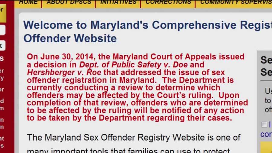 The list of sex offenders on Maryland's sex offender registry is shrinking because of a Maryland Court of Appeals ruling in June that said the names of offenders who committed crimes before 1995, when the registry was created, have to be removed.