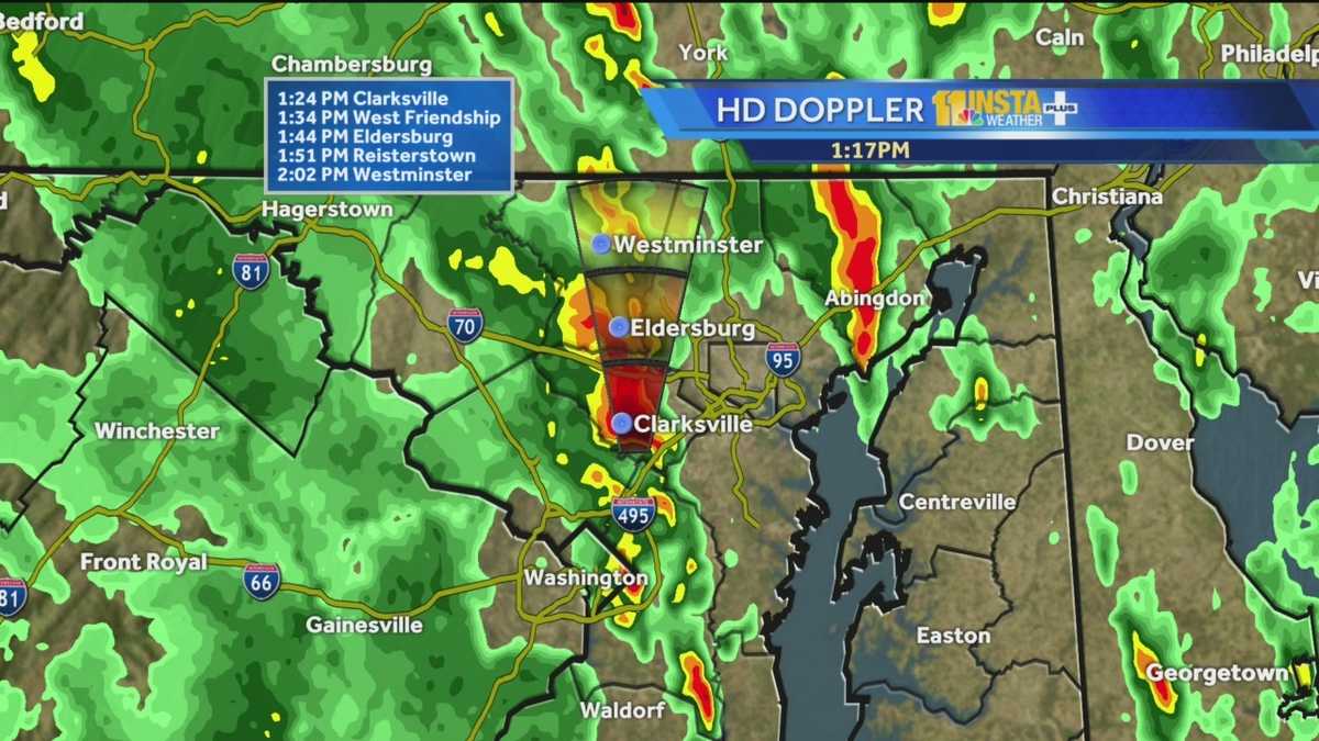 Severe storms moving through Maryland