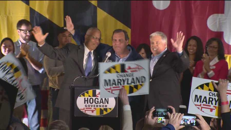 New Jersey Gov. Chris Christie fired up a large crowd of Larry Hogan supporters Sunday at a rally for the GOP gubernatorial candidate at the Patapsco Arena in south Baltimore.