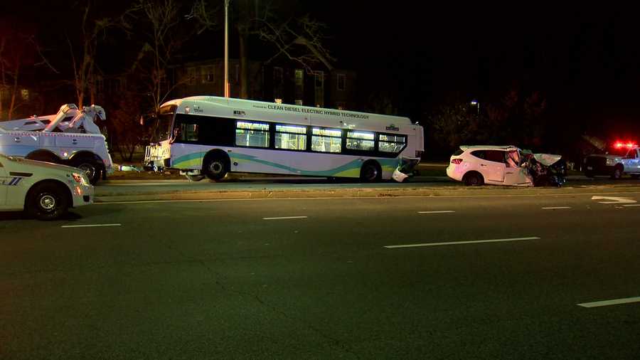 A child died when a sport utility vehicle collided with a Maryland Transit Administration bus Monday evening, according to Baltimore police.