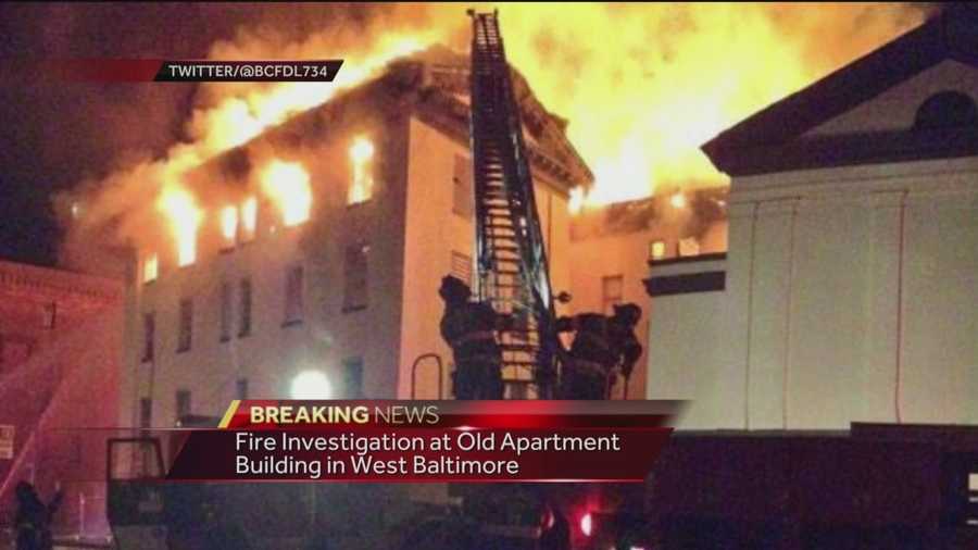 Fire crews have been in west Baltimore all Wednesday morning to put out a huge fire at an old apartment building.