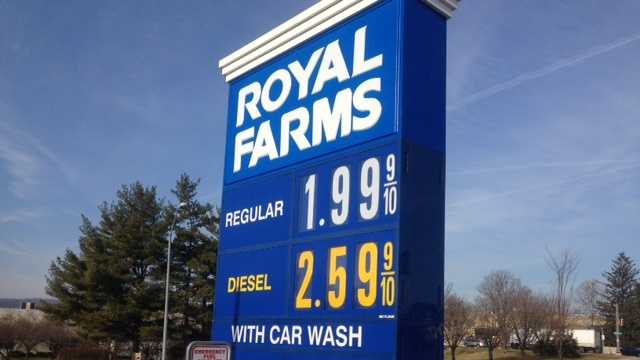 Gas prices fall in Md.; Some stations at $1.99/gallon