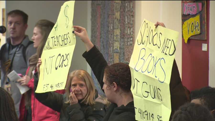 Those on both sides of a plan to arm Baltimore City school police officers inside of schools packed a public forum Tuesday night to address their concerns.