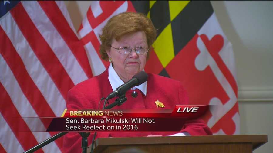 U.S. Sen. Barbara Mikulski, D-Maryland, announces she will retire at the end of her term in 2016.