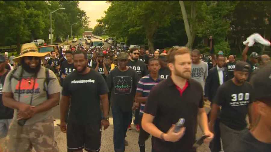 Hundreds participated in the third annual 300 Man March in Baltimore to stand up against violence.