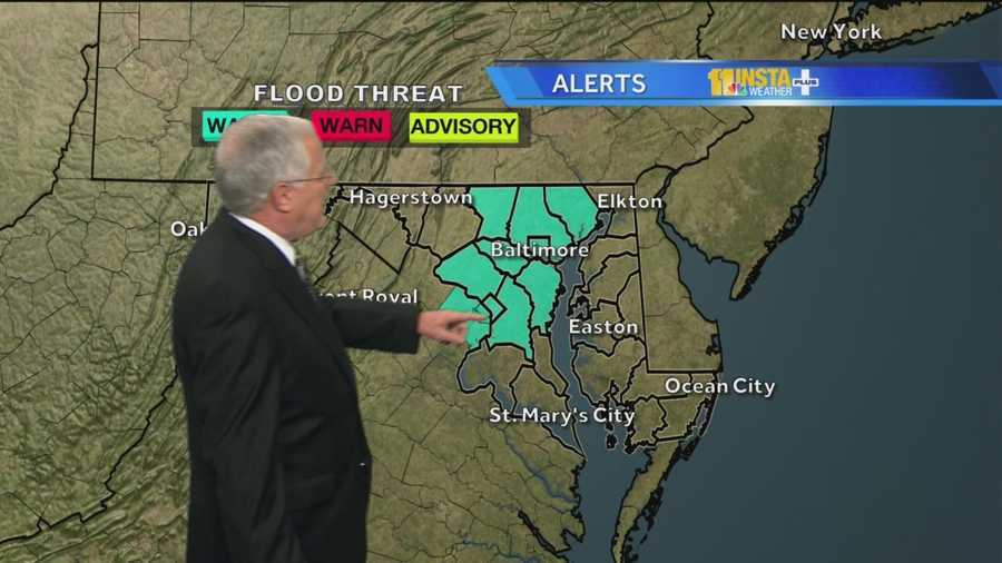 Flash flood watch issued for much of Maryland