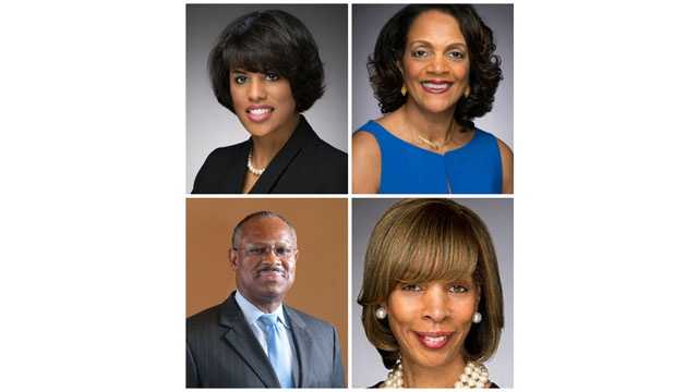 Mayor Stephanie Rawlings-Blake (top right)  will face a slew of opponent in the 2016 election, including (listed clockwise)former Mayor Sheila Dixon, state Sen. Catherine Pugh and City Councilman Carl Stokes.