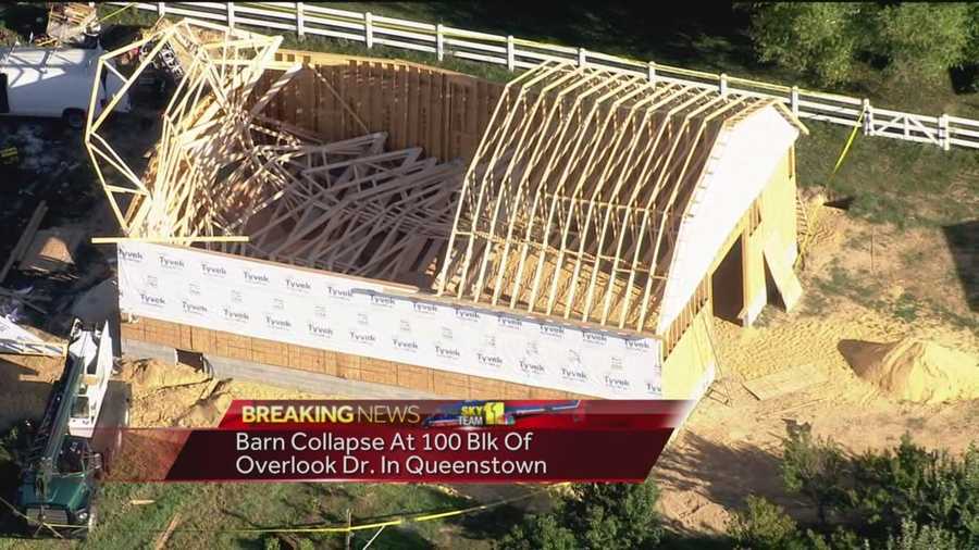 A construction worker has been injured in a barn collapse in Queen's Anne County.