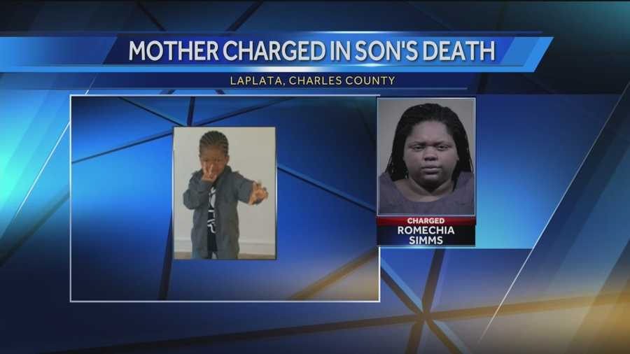 The Maryland woman who was found pushing her 3-year-old son's body in a playground swing earlier this year has been indicted on manslaughter charges, authorities announced Monday. Romechia Marie Simms, 24, has been charged with first-degree child abuse, manslaughter and child neglect. A Charles County grand jury handed down the indictment over the weekend.