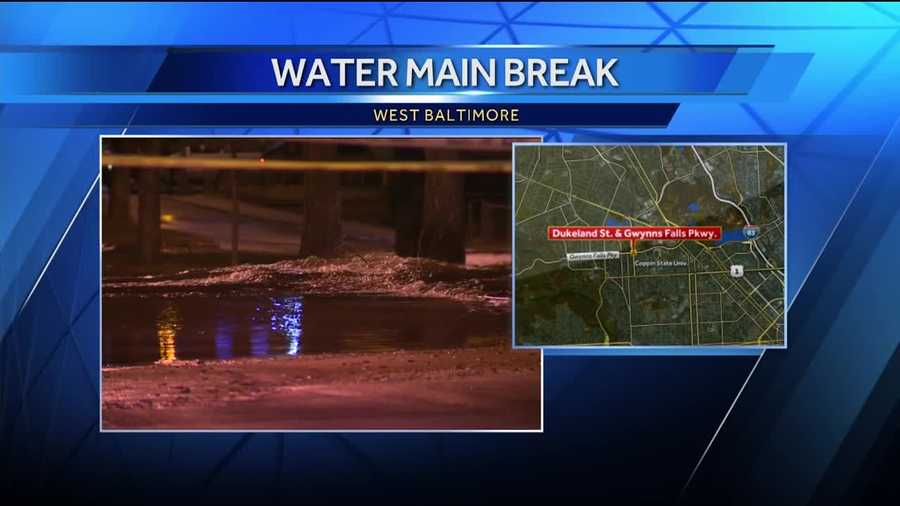City public works crews are working to repair a water main break in west Baltimore. The break led to three schools being closed Thursday in the city.