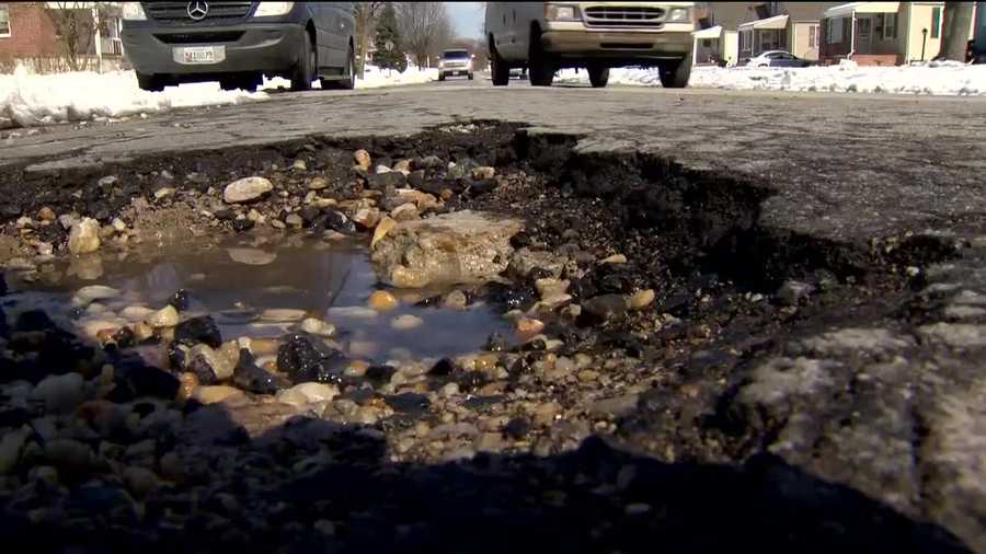 It may take days before Baltimore City crews can fill potholes that are forming after last weekend's record snowstorm. A pothole forms when water gets under the asphalt, cracks it and cars drive over it. Unfortunately for drivers around the city, crews are still clearing streets of snow, so there aren't as many crews available to repair potholes. Department of Transportation officials ask the public for patience.