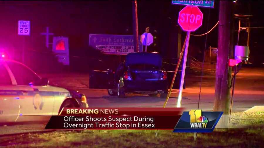 Baltimore County police said they are investigating an officer-involved shooting in Essex. Police said the officer fired his weapon following a traffic stop at Old Eastern and Harrison avenues when a man made a sudden move toward his waistband.