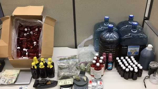 Detectives seized "dirty Sprite, sour diesel" and arrested one man in connection with a drug bust, city police said.