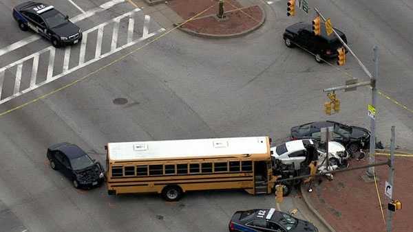 Images: Several injured in crash involving school bus
