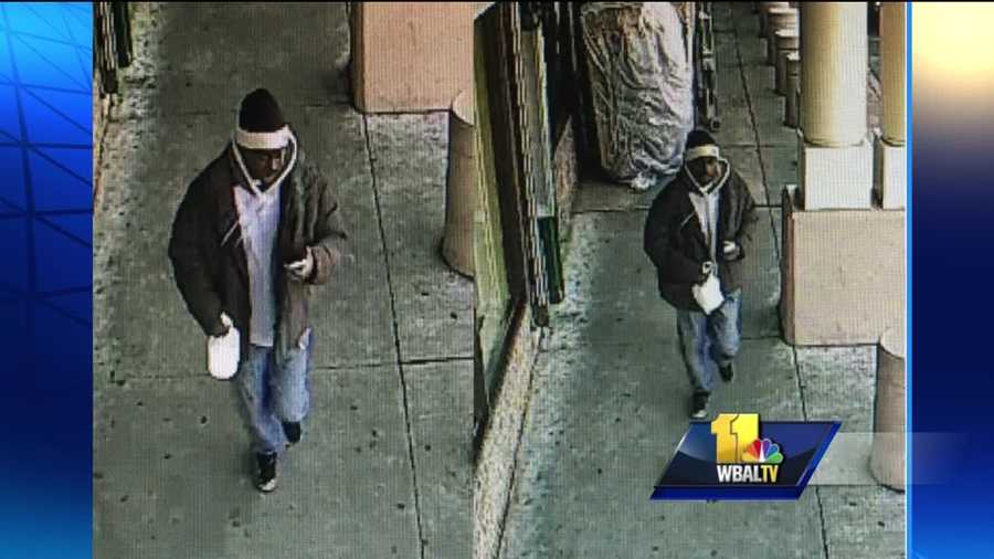 City police have released surveillance photos of the someone they said could be the person who shot a 90-year-old woman and her 82-year-old man on Monday near a shopping complex in southwest Baltimore.