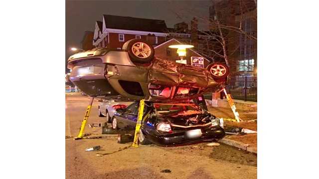 Three people were taken to the hospital after a two-vehicle collision early Tuesday morning in Baltimore. City fire department spokesman Samuel Johnson said the accident occurred around 1:35 a.m. at the intersection of North Paca Street and West Fayette Street.