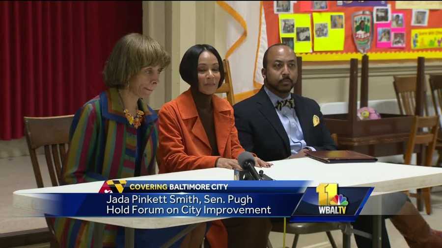 Baltimore has some star power on its side aimed at moving the city forward. On Sunday, state Sen. Catherine Pugh accepted an invitation from actress Jada Pinkett Smith to attend church with Smith's family. After the service, both women hosted a forum with community members in order to get feedback on improvements the public would like to see in the city.