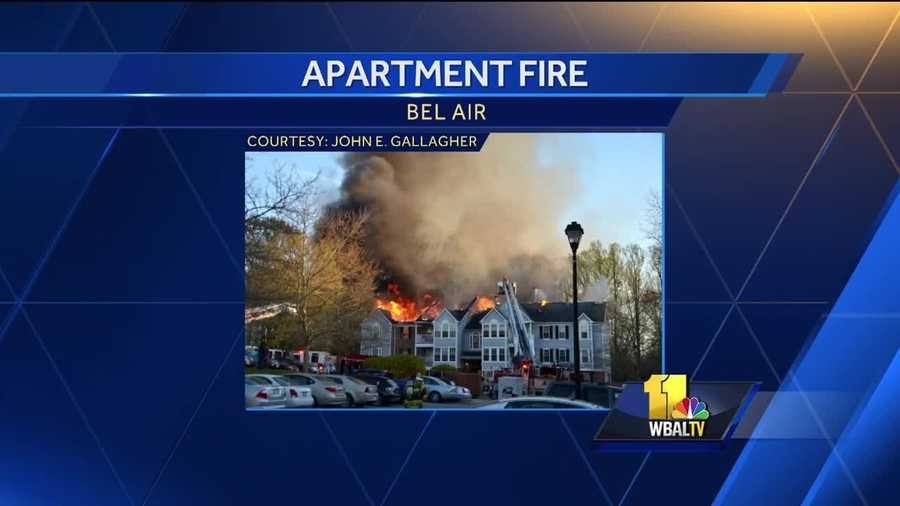 Eleven families were displaced after a two-alarm condominium fire Tuesday in Bel Air.