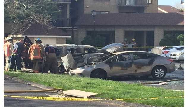 One person was injured after a multiple vehicle fire Monday morning on Harness Court in Pikesville.