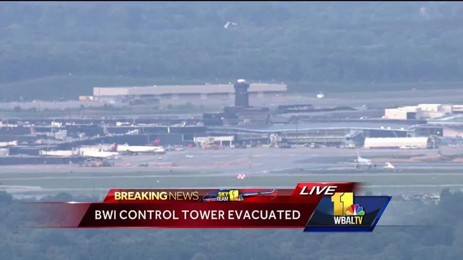 All flights in and out of BWI Thurgood Marshall Airport were suspended briefly Tuesday morning after the air traffic control tower was evacuated for a fire alarm.