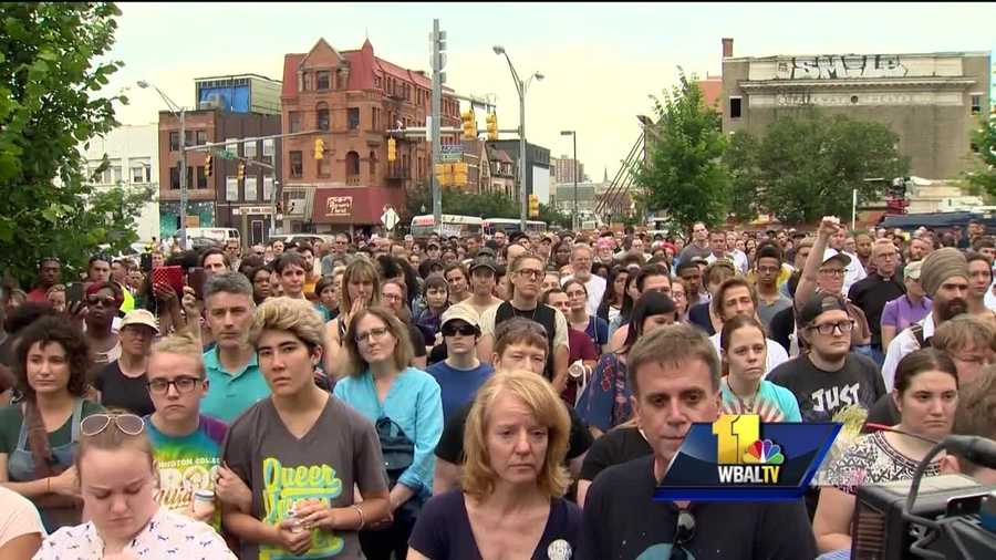 Baltimore's LGBT community gathered Monday for a vigil to reflect and remember after Sunday's mass shooting in Orlando.