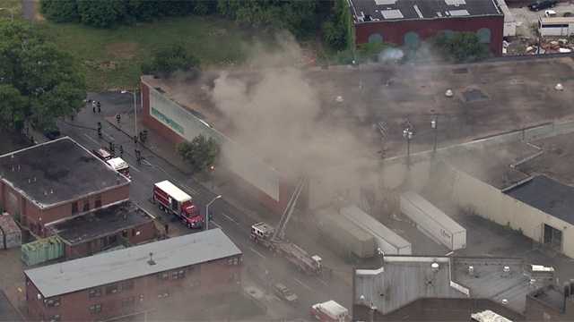 Crews battle 3-alarm warehouse fire in east Baltimore