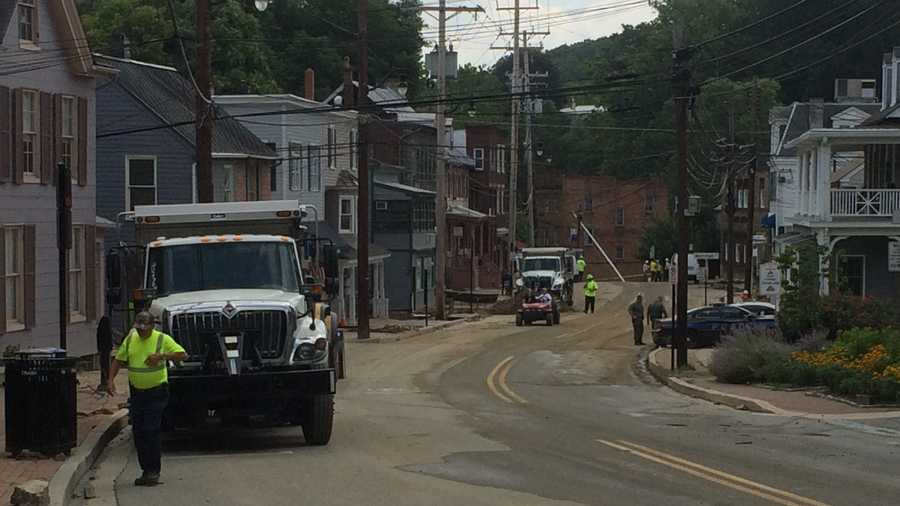 Ellicott City's Main Street remains closed to the public Tuesday.