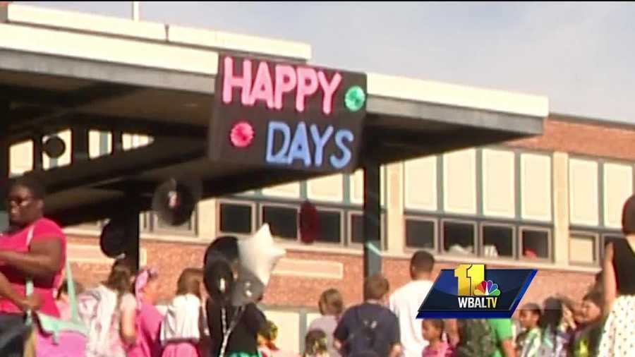 From hot days to happy days, that's the first-day theme for students returning to school in Harford County. The principal and staff at one school took a page from the past to promote the promise of the future.