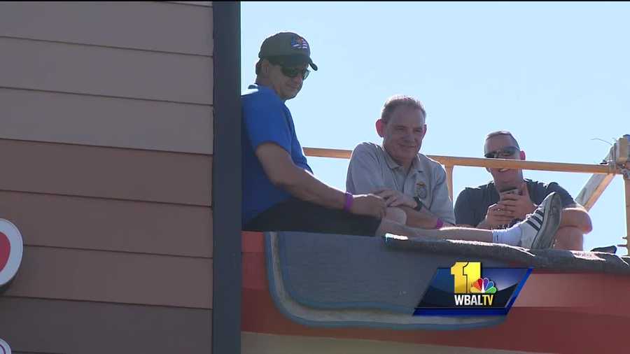 Law enforcement officers in Carroll County spend 30 hours straight on top of the Dunkin Donuts in Westminster with a goal to raise $10,000 for the Special Olympics.