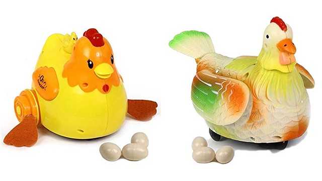 small plastic toy chickens