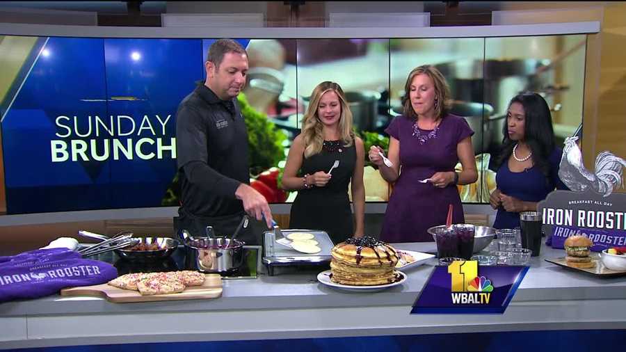 Kyle Algaze from the Iron Rooster serves up purple pancakes just in time for the Ravens season.