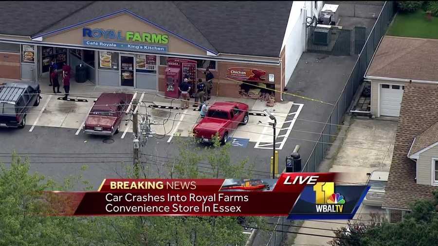 A truck crashed into a Royal Farms store on Tuesday in Essex. The accident occurred before noon in the 600 block of Mace Ave.