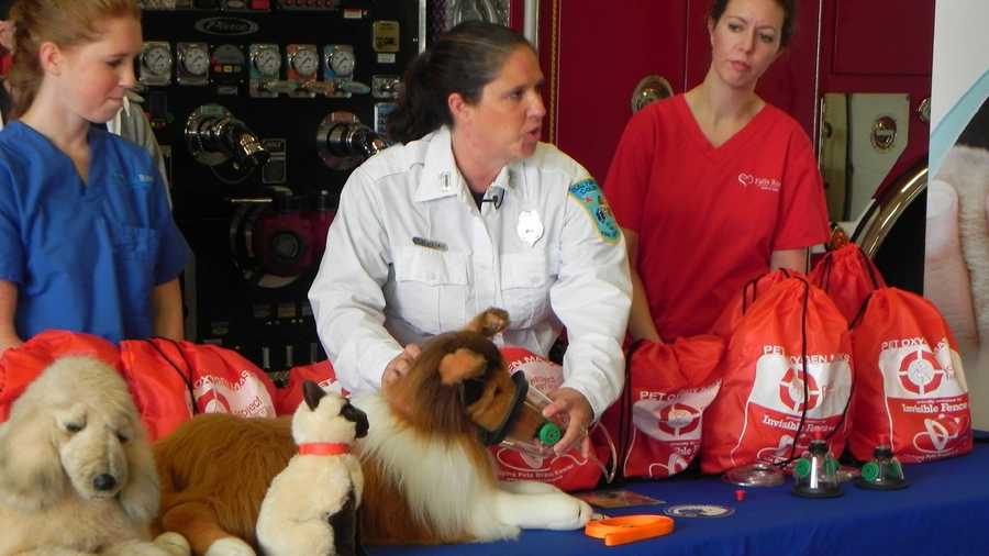 Invisible Fence Brand of Baltimore donated 58 pet oxygen kits to the department during a ceremony Wednesday at the Chestnut Ridge Volunteer Fire Co. in Owings Mills.