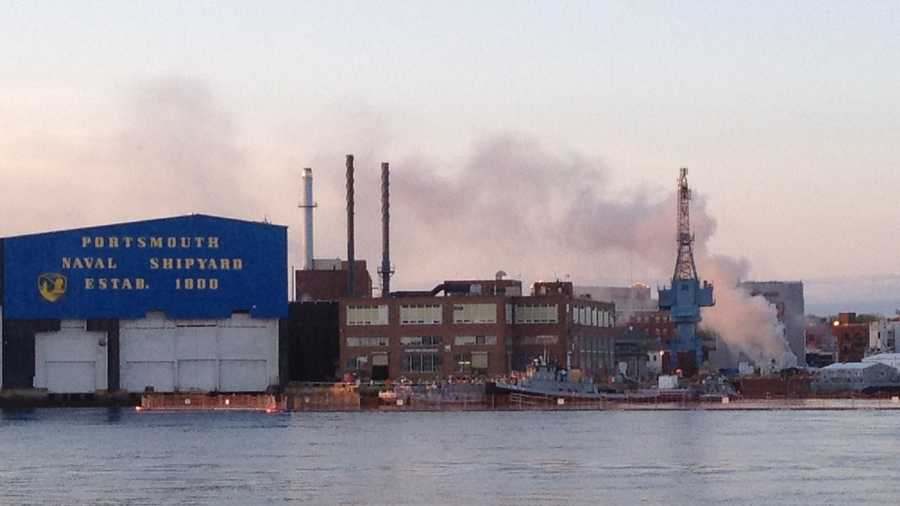 A fire on a nuclear-powered submarine at Portsmouth Naval Shipyard has injured four people.