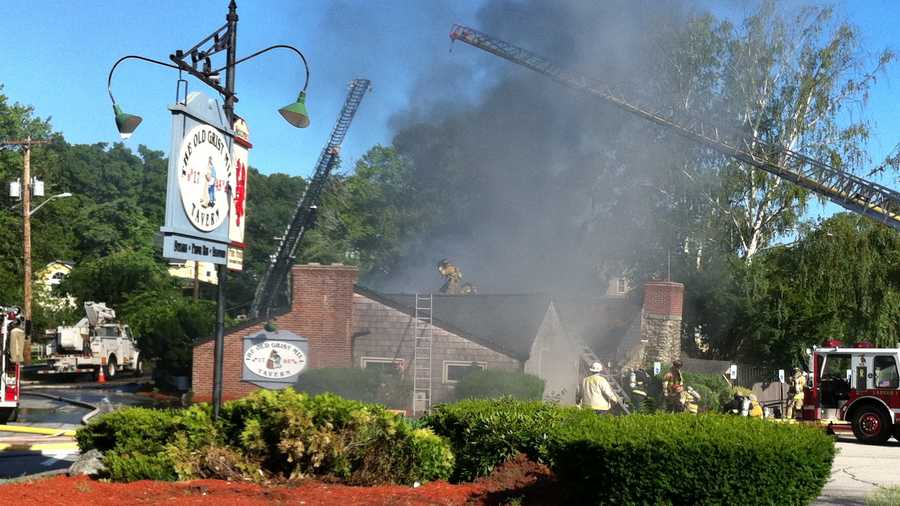 The Old Grist Mill Tavern caught fire after a truck overturned.