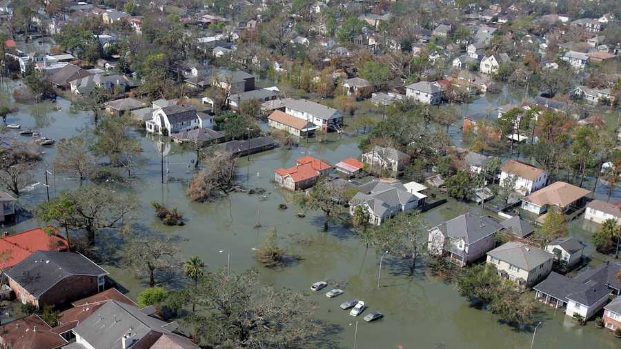 2. On August 29, 2005, hurricane Katrina devastated parts of the Gulf Coast, including New Orleans. A powerful storm surged breached the city's levees, causing catastrophic flooding. 