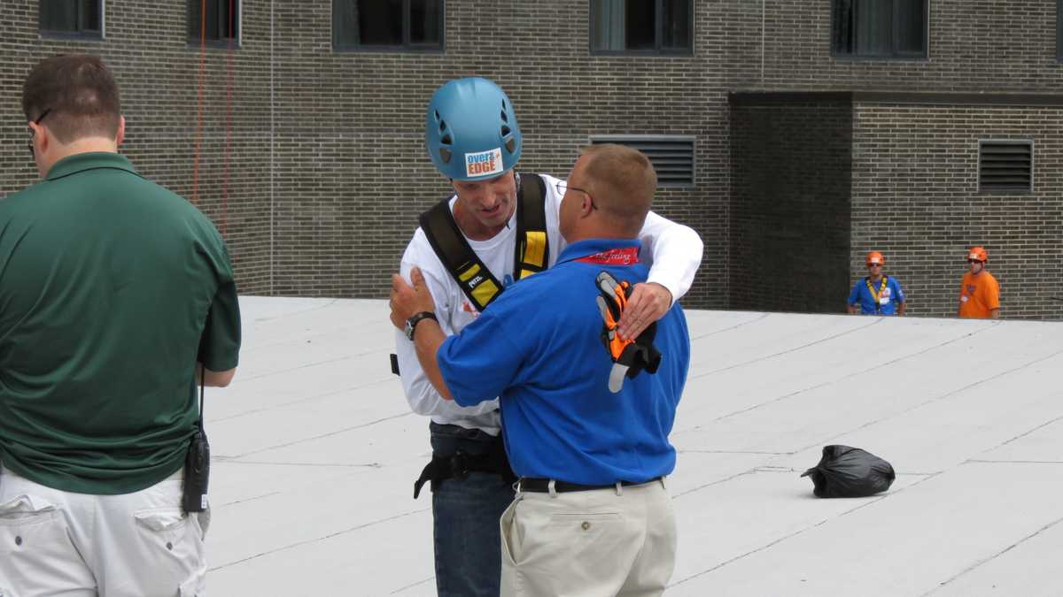 Images: Anthony and David rappel down Hub building