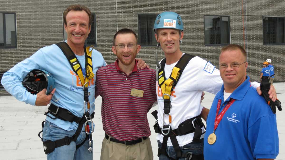 Images: Anthony and David rappel down Hub building