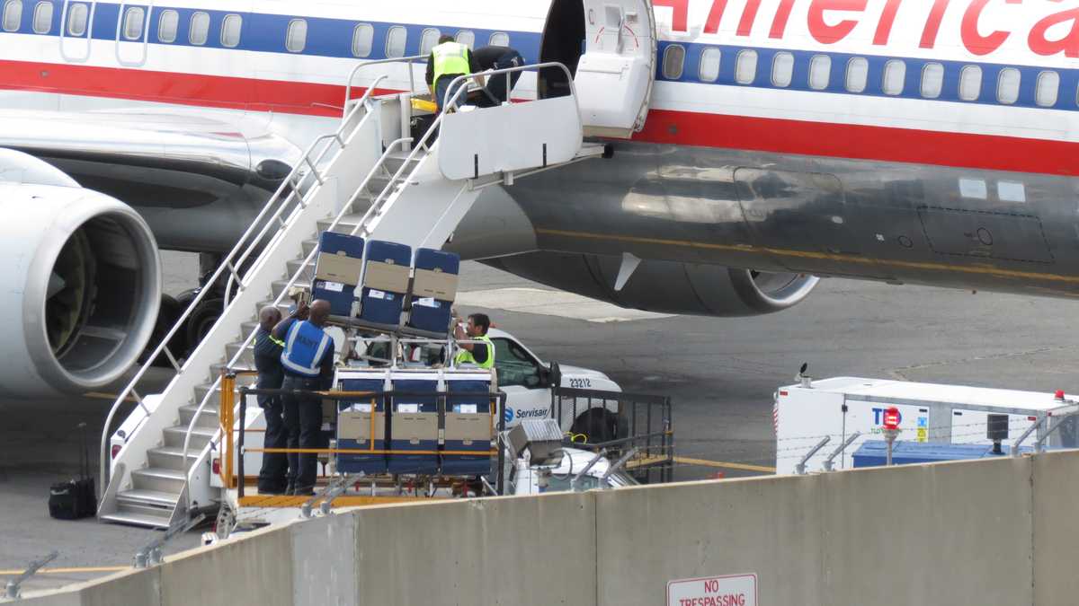 In Photos: American Airlines Boeing 757 seats on Logan Airport tarmac