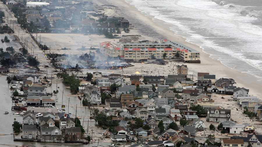 An aerial look at damage caused by Hurricane Sandy.