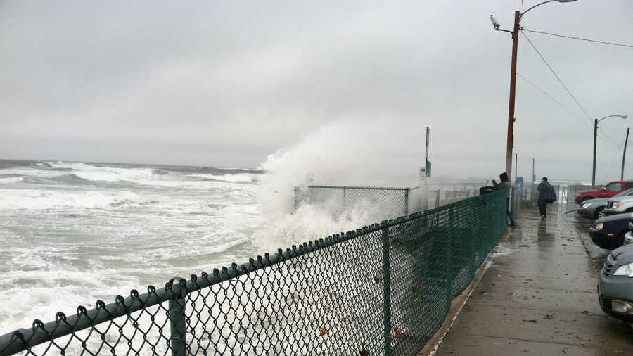 Sandy sweeps into Maine with strong winds, rain and high surf. The storm leaves several thousand people in Southern Maine in the dark.