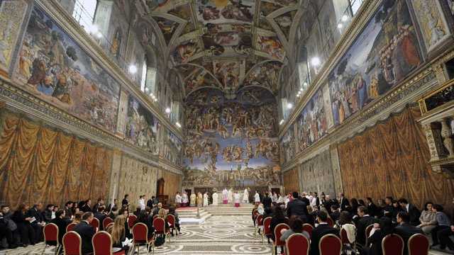 The Sistine Chapel is 134 feet long by 44 feet wide—the dimensions of the Temple of Solomon, as given in the Old Testament.
